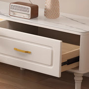 Modern Rectangle White TV Stand with Storage Drawers