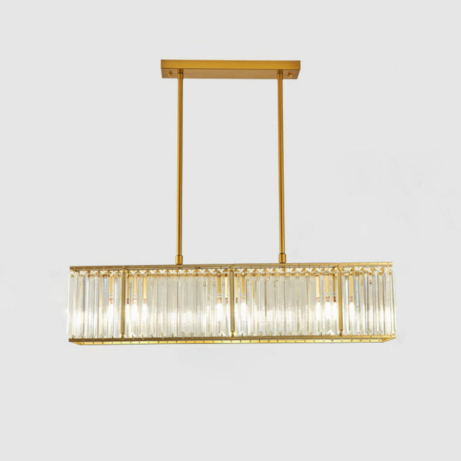 Modern Rectangular Crystal Island Chandelier Light