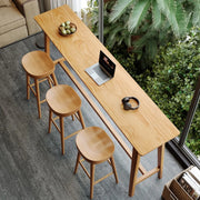 Modern Rectangular Natural Wood Bar Table With Footrest