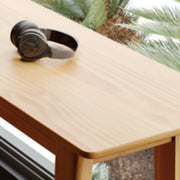 Modern Rectangular Natural Wood Bar Table With Footrest