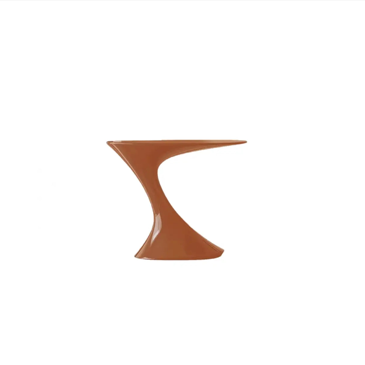 Modern Red Oval Sculpted Pedestal Side Table