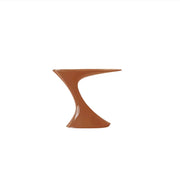 Modern Red Oval Sculpted Pedestal Side Table