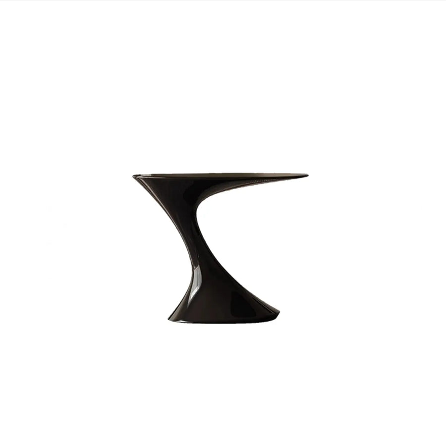 Modern Red Oval Sculpted Pedestal Side Table