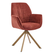 Modern Red Upholstered Swivel Curved Back Arm Dining Chair
