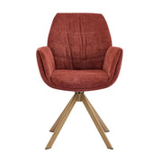 Modern Red Upholstered Swivel Curved Back Arm Dining Chair