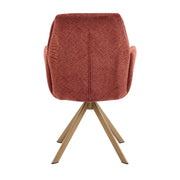 Modern Red Upholstered Swivel Curved Back Arm Dining Chair