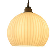 Modern Ribbed  Globe Glass Pendant Light Flexible Length