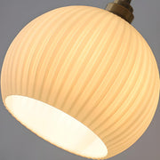 Modern Ribbed  Globe Glass Pendant Light Flexible Length