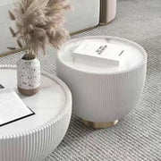 Modern Ribbed Round Coffee Tables Set for Living Room