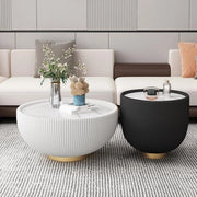 Modern Ribbed Round Coffee Tables Set for Living Room