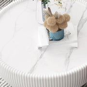 Modern Ribbed Round Coffee Tables Set for Living Room