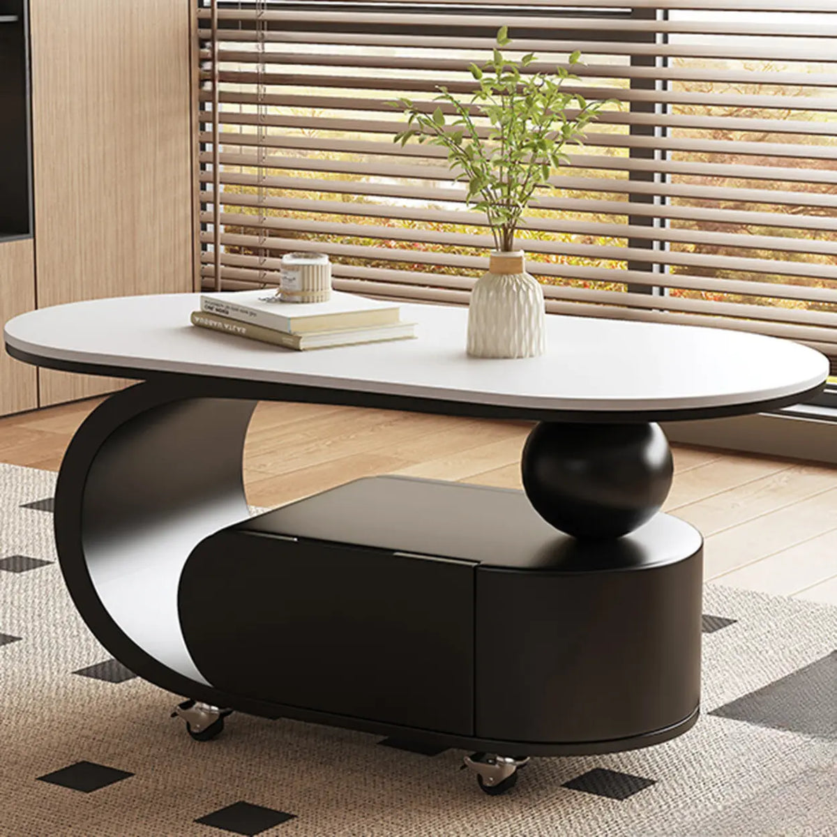 Modern Rolling Coffee Table with Storage and Sleek Design