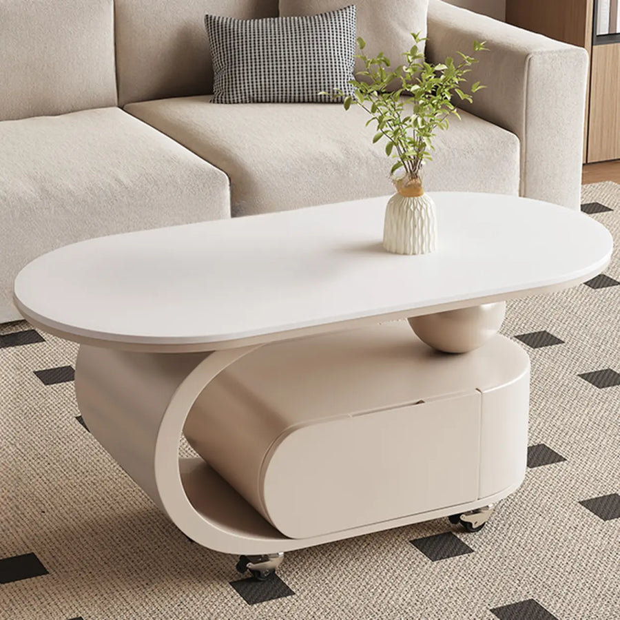 Modern Rolling Coffee Table with Storage and Sleek Design
