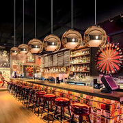 Modern Rose Gold Mirrored Glass Globe Bar Pendant Light