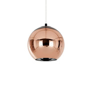 Modern Rose Gold Mirrored Glass Globe Bar Pendant Light