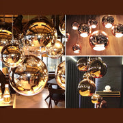 Modern Rose Gold Mirrored Glass Globe Bar Pendant Light