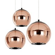 Modern Rose Gold Mirrored Glass Globe Bar Pendant Light