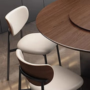 Modern Rotating Lazy Susan Round Brown Wood Dining Table
