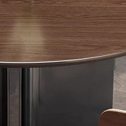 Modern Rotating Lazy Susan Round Brown Wood Dining Table