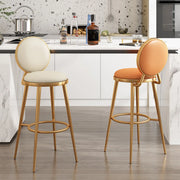 Modern Round-Back Metal Counter Height Bar Stool with Footrest