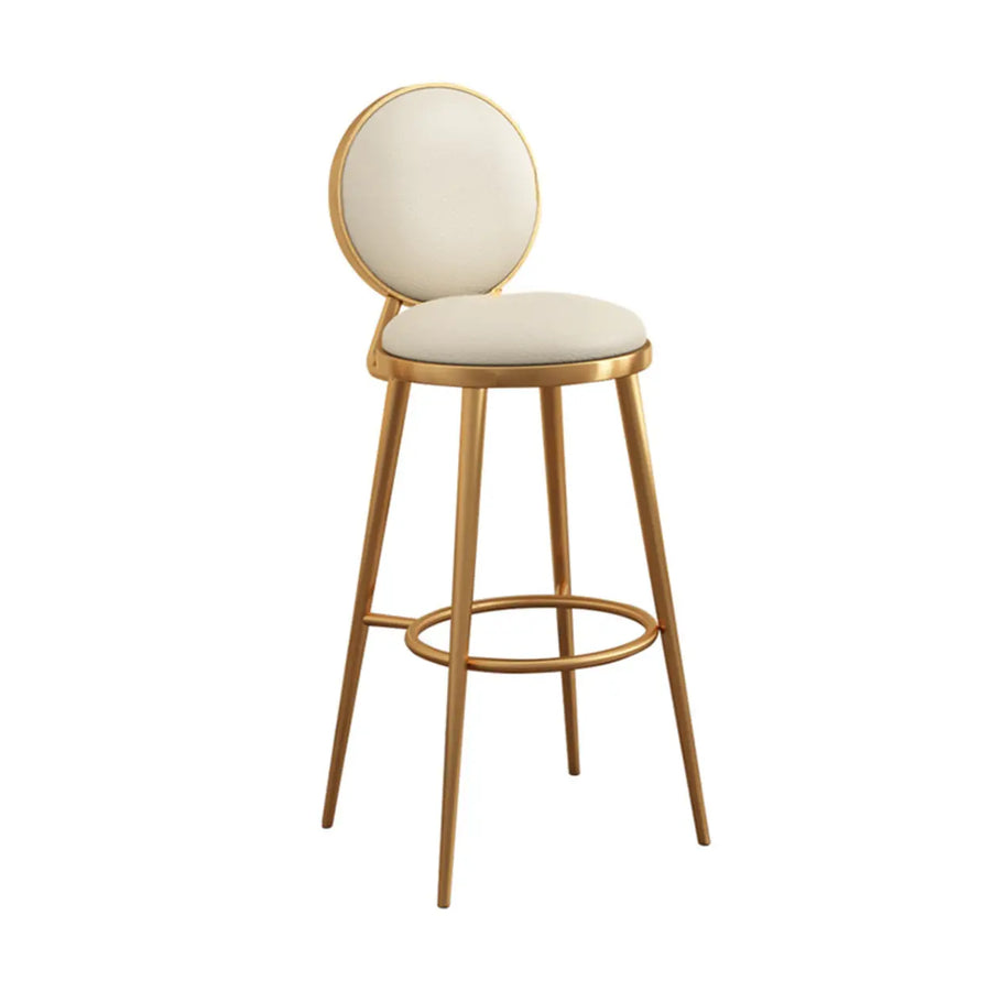 Modern Round-Back Metal Counter Height Bar Stool with Footrest