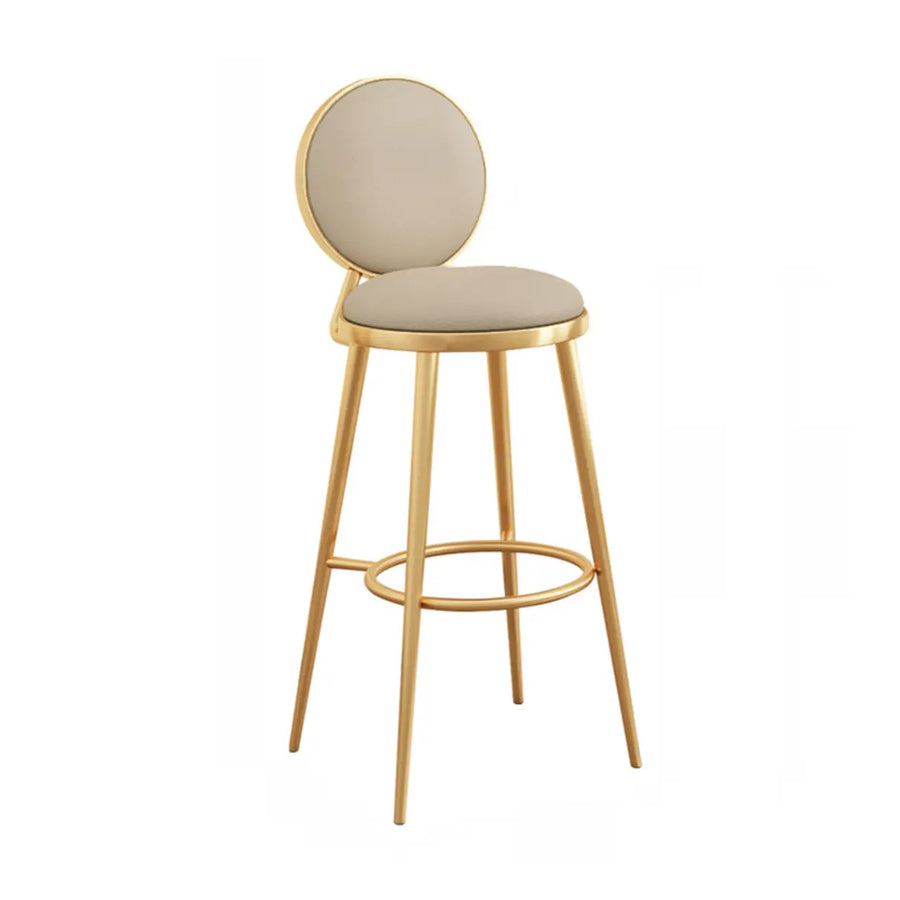 Modern Round-Back Metal Counter Height Bar Stool with Footrest