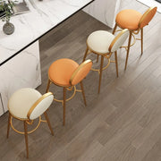 Modern Round-Back Metal Counter Height Bar Stool with Footrest