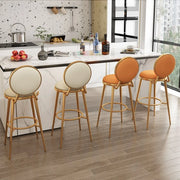 Modern Round-Back Metal Counter Height Bar Stool with Footrest