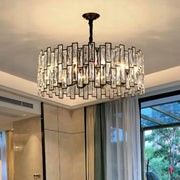 Modern Round Crystal Chandelier Living Room Black
