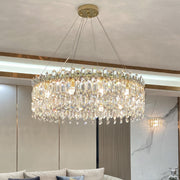 Modern Round Crystal Pendant Chandelier Adjustable Height