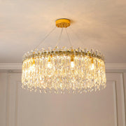 Modern Round Crystal Pendant Chandelier Adjustable Height
