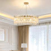 Modern Round Crystal Pendant Chandelier Adjustable Height