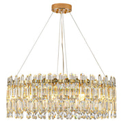 Modern Round Crystal Pendant Chandelier Adjustable Height