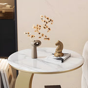 Modern Round Wood Pedestal Side Table with Dual Shelves