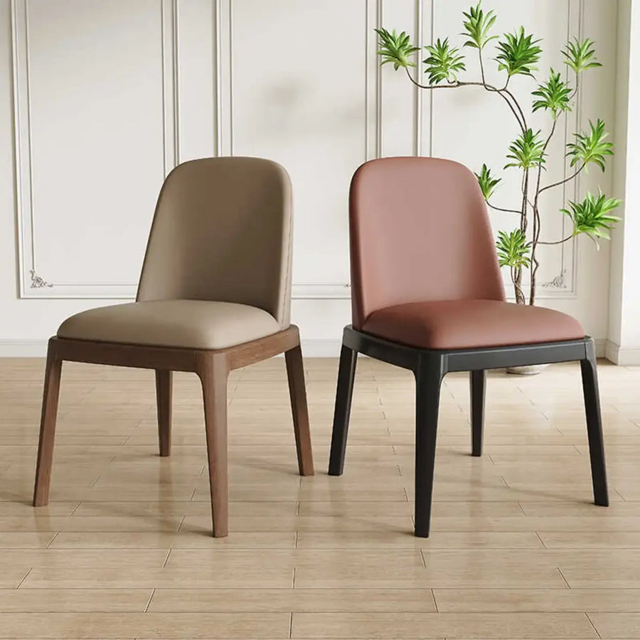Modern Rubber Wood Upholstered Curved Back Dining Chair Set of 2