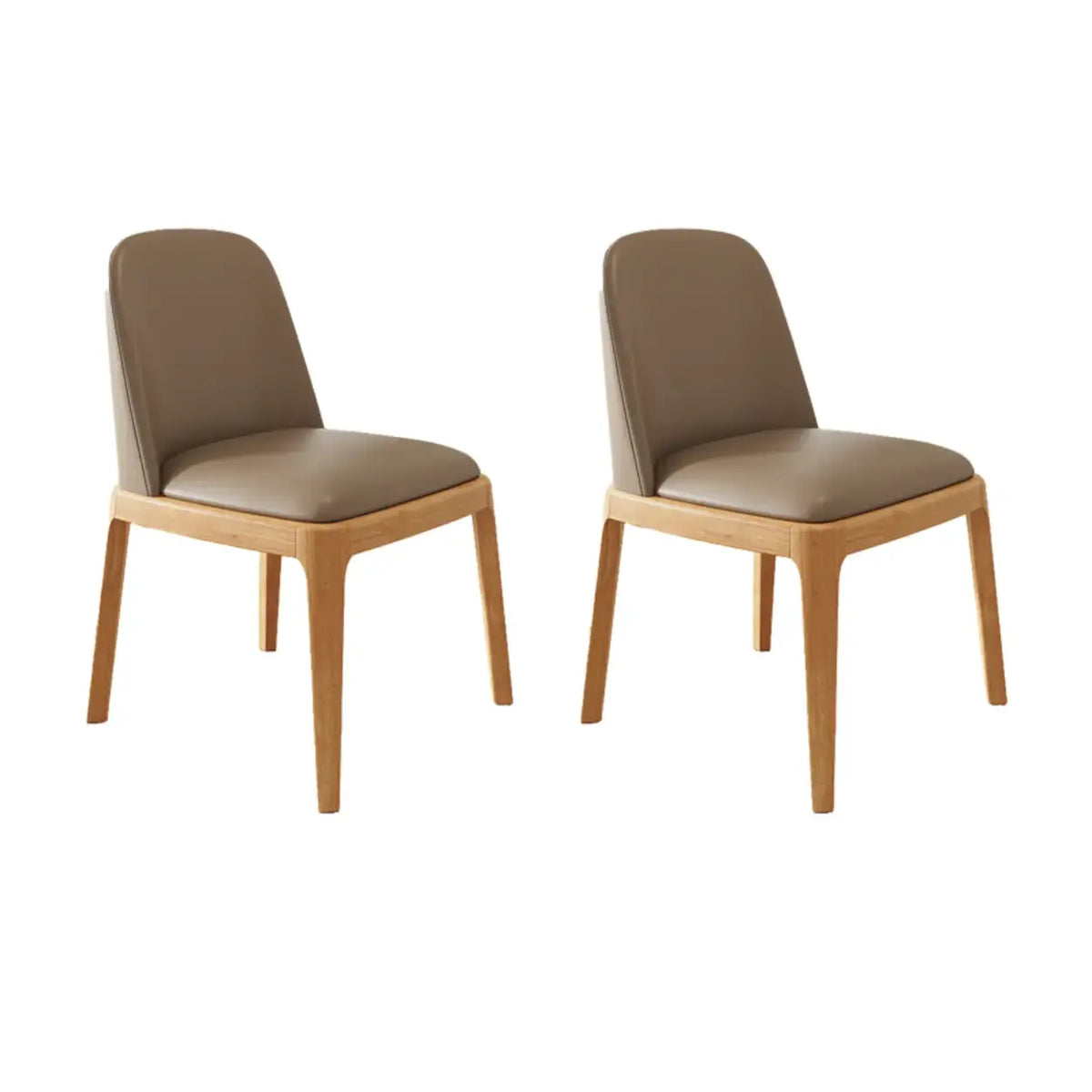 Modern Rubber Wood Upholstered Curved Back Dining Chair Set of 2