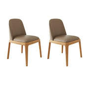 Modern Rubber Wood Upholstered Curved Back Dining Chair Set of 2
