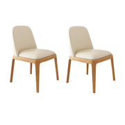 Modern Rubber Wood Upholstered Curved Back Dining Chair Set of 2