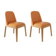 Modern Rubber Wood Upholstered Curved Back Dining Chair Set of 2
