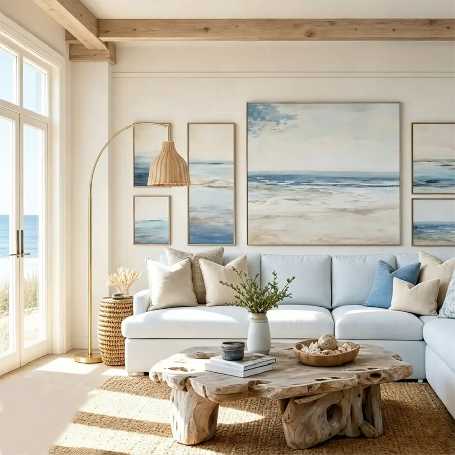 Modern Rustic Gold Woven Rattan Arched Floor Lamp