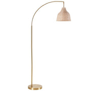 Modern Rustic Gold Woven Rattan Arched Floor Lamp
