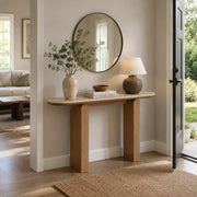Modern Scratch Resistant Oval Stone Top Console Table