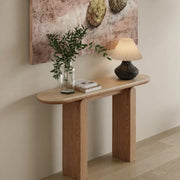 Modern Scratch Resistant Oval Stone Top Console Table