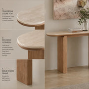 Modern Scratch Resistant Oval Stone Top Console Table