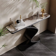 Modern Scratch Resistant Stone Top Curved Base Console Table