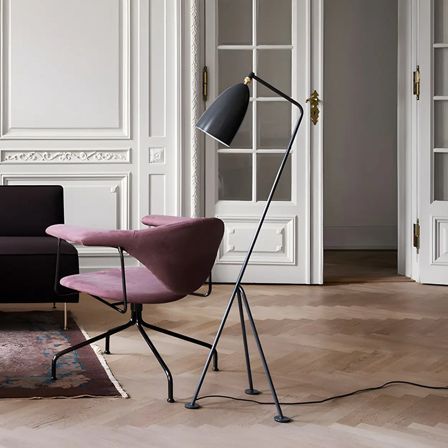Modern Simple Black Cone and Tripod Metal Floor Lamp