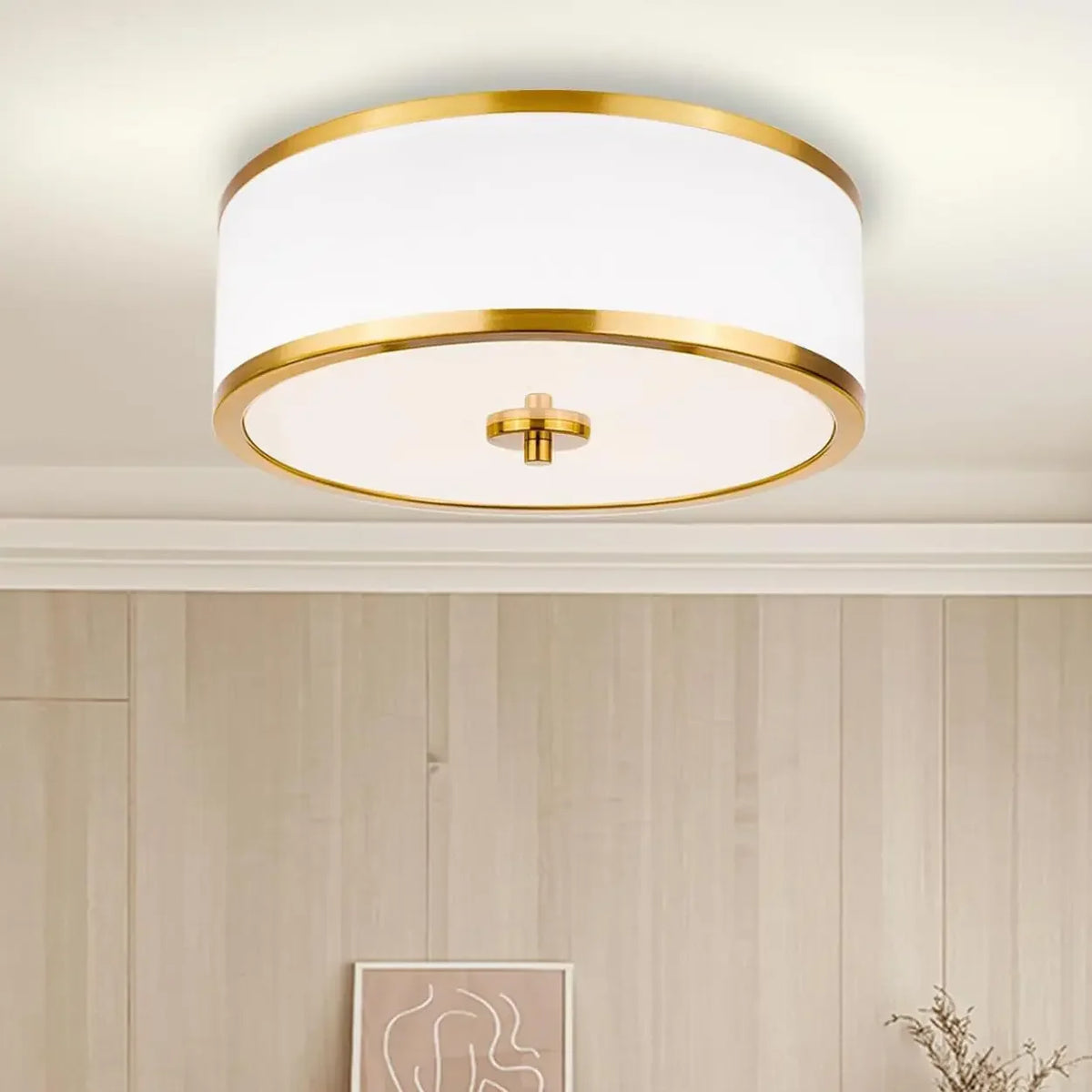 Modern Simple Fabric Drum Flush Mount Ceiling Light