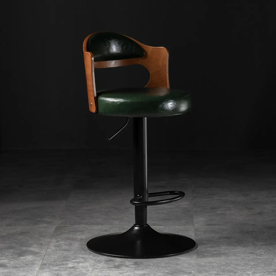 Modern Simple Gray Rotatable Round Bar Stool with Back