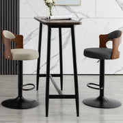 Modern Simple Gray Rotatable Round Bar Stool with Back