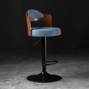 Modern Simple Gray Rotatable Round Bar Stool with Back